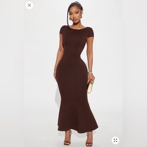NEW Fashion Nova Chocolate Brown ponte Mermaid Dress